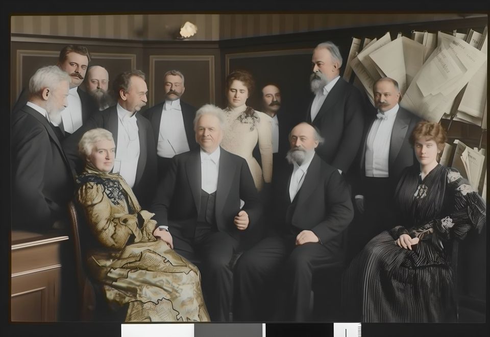 Restored: Badly flaked group photo, Norway, c. 1900