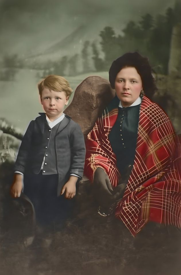 Restored: Mother and son tintype, 1860s-1890s