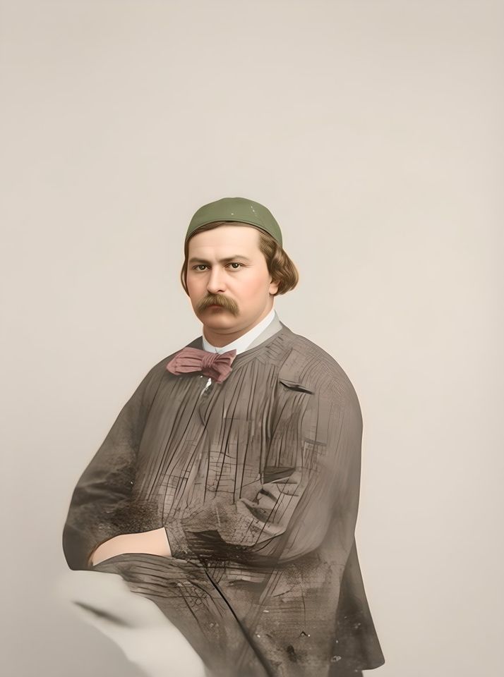 Restored: Deeply scratched portrait, France, 1860s